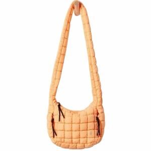 NWT Free People Quilted Baby Carryall Sling Bag in Neon Clementine